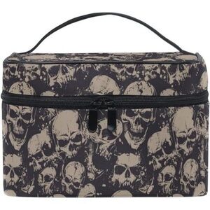 Makeup Bag, Goth Skulls Gothic Travel Makeup Organizer Bag Cosmetic Cases